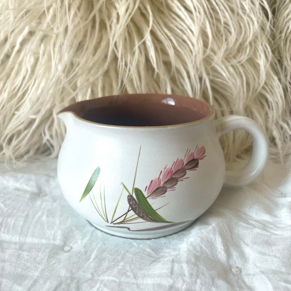 Boho Vintage Denby Wheat Creamer Signed Made In England A. College Pink Wheat